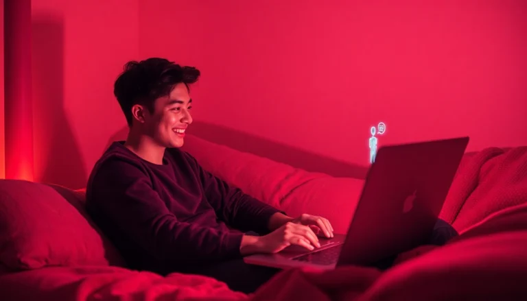 An intimate virtual chat scene with a user and an AI chatbot.