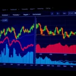 High-tech aicoin trading platform interface with live market data and security features, emphasizing real-time analysis for investors.