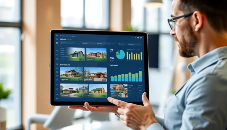 Real estate CRM interface with real estate agents managing clients, listings, and transactions digitally for efficient brokerage operations.
