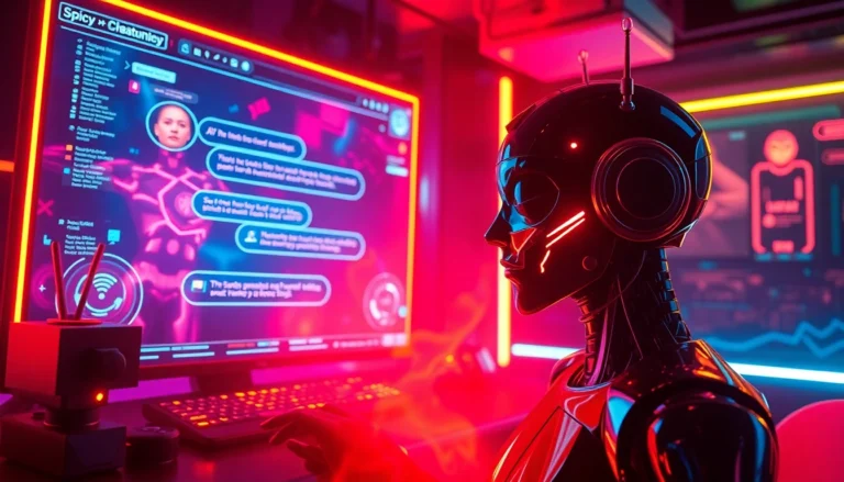 Engaging Spicy AI Chat app interface with bold visuals and vibrant colors for realistic online roleplay experiences