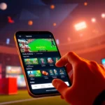 Reddy Anna Book logo on a mobile device with live sports and casino visuals, highlighting secure betting and high odds availability for Indian users.