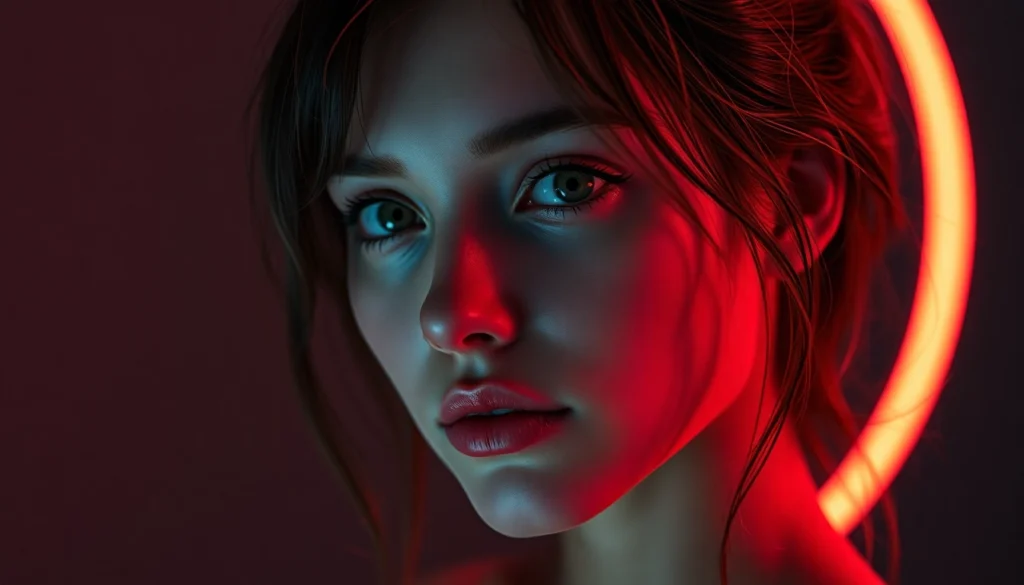 Realistic AI companion portrait created with NSFW AI Image Generator in neon lighting.