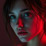 Realistic AI companion portrait created with NSFW AI Image Generator in neon lighting.