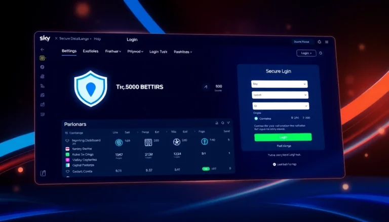 Secure Sky exchange login page showing user credentials entry and vibrant betting options for seamless access.
