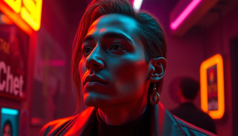 High-quality NSFW AI image of a hyper-realistic virtual influencer with vibrant neon lighting, emphasizing detailed textures and emotional mood for user engagement.