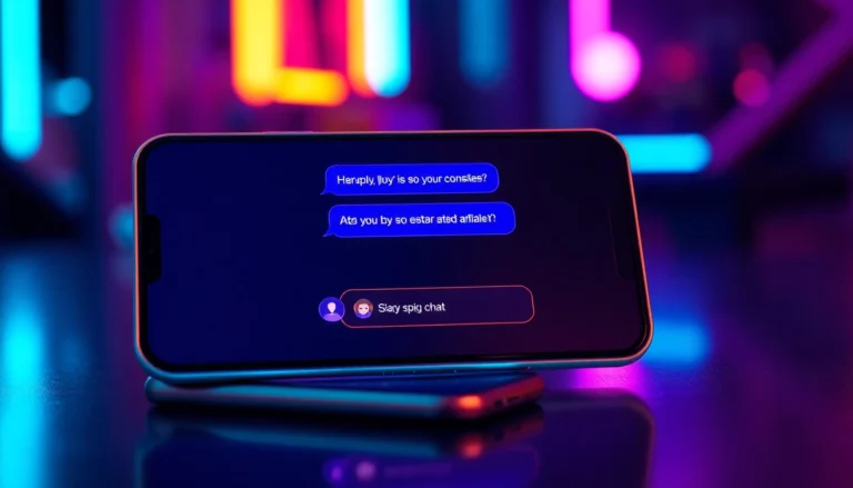 Futuristic smartphone displaying a spicy AI chat interface with neon accents and digital conversation bubbles.