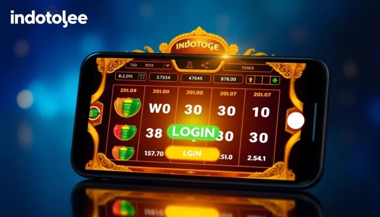 Indotogel mobile slot dashboard with RTP indicators and quick login.