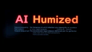 Computer screen displaying humanize AI process with natural text transformation in a modern