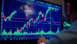 Trading view platform displaying detailed financial charts with indicators for active traders